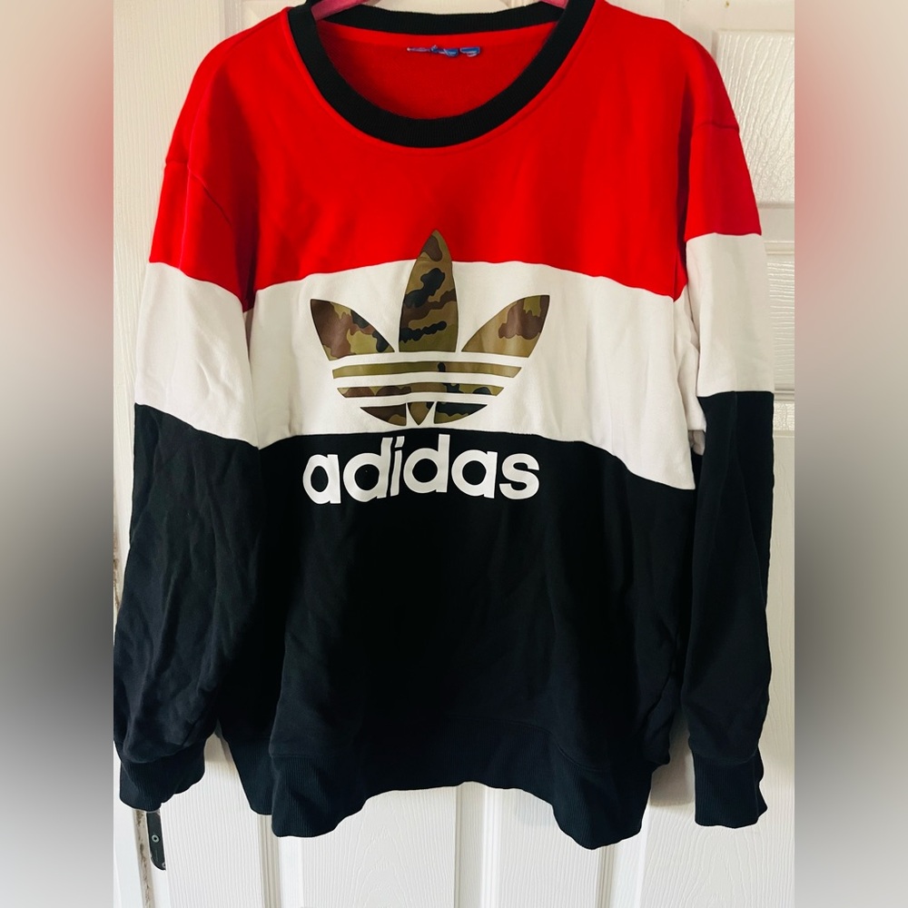 Adidas Tri-Color Sweatshirt with Camo Logo